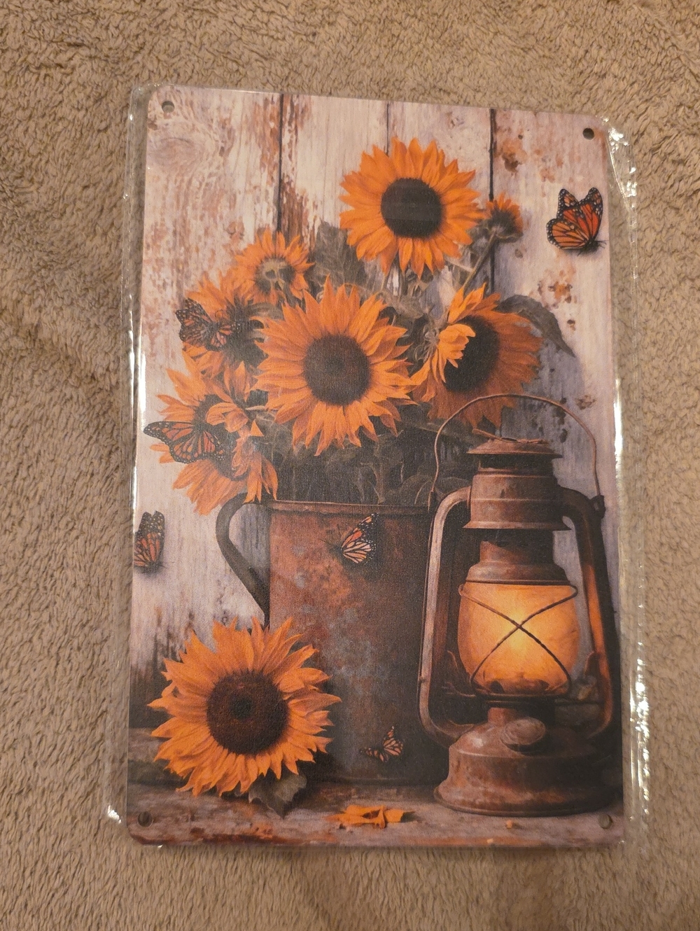 NWOT IKEA Sunflower Lantern Wall Art - Orange, Brown, Black